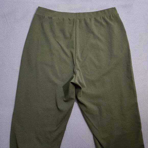 LOFT Women XL Green Pintucked High Rise Straight Leg Elastic Waist Pull On Pants - Picture 4 of 10